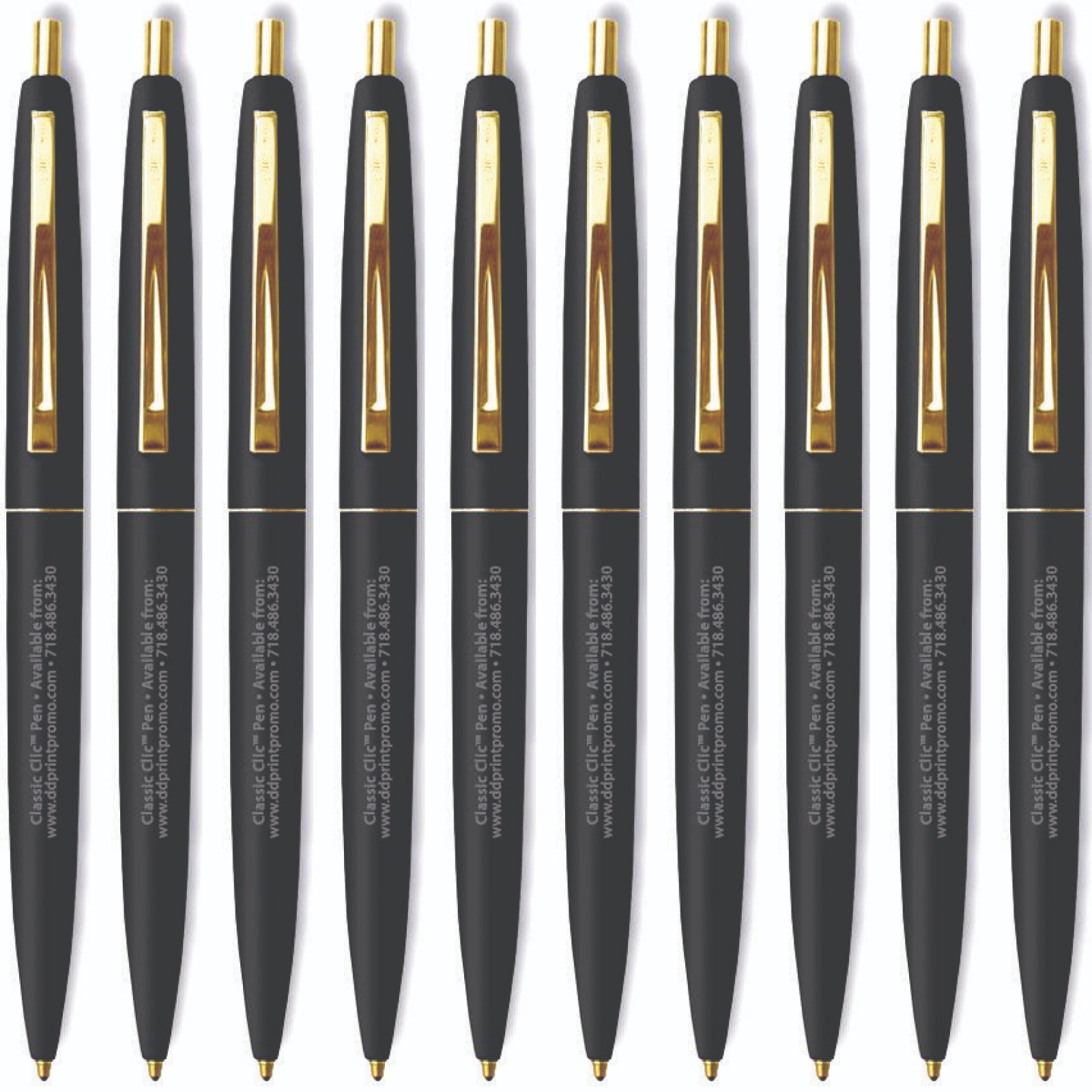 Profile of classic BIC® Clic® Pen. Black body/Polished gold-plated trim. 10 pens Profile of classic BIC® Clic® Pen. Black body/Polished gold-plated trim. 10 pens