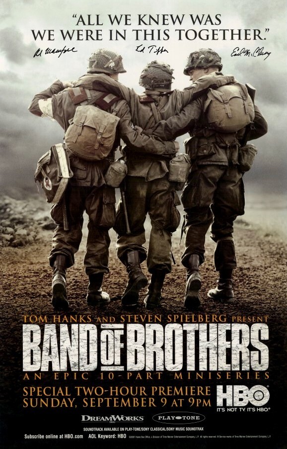 Poster Autographed by 3 Band of Brothers 101st Airborne McClung Tipper & Mampre