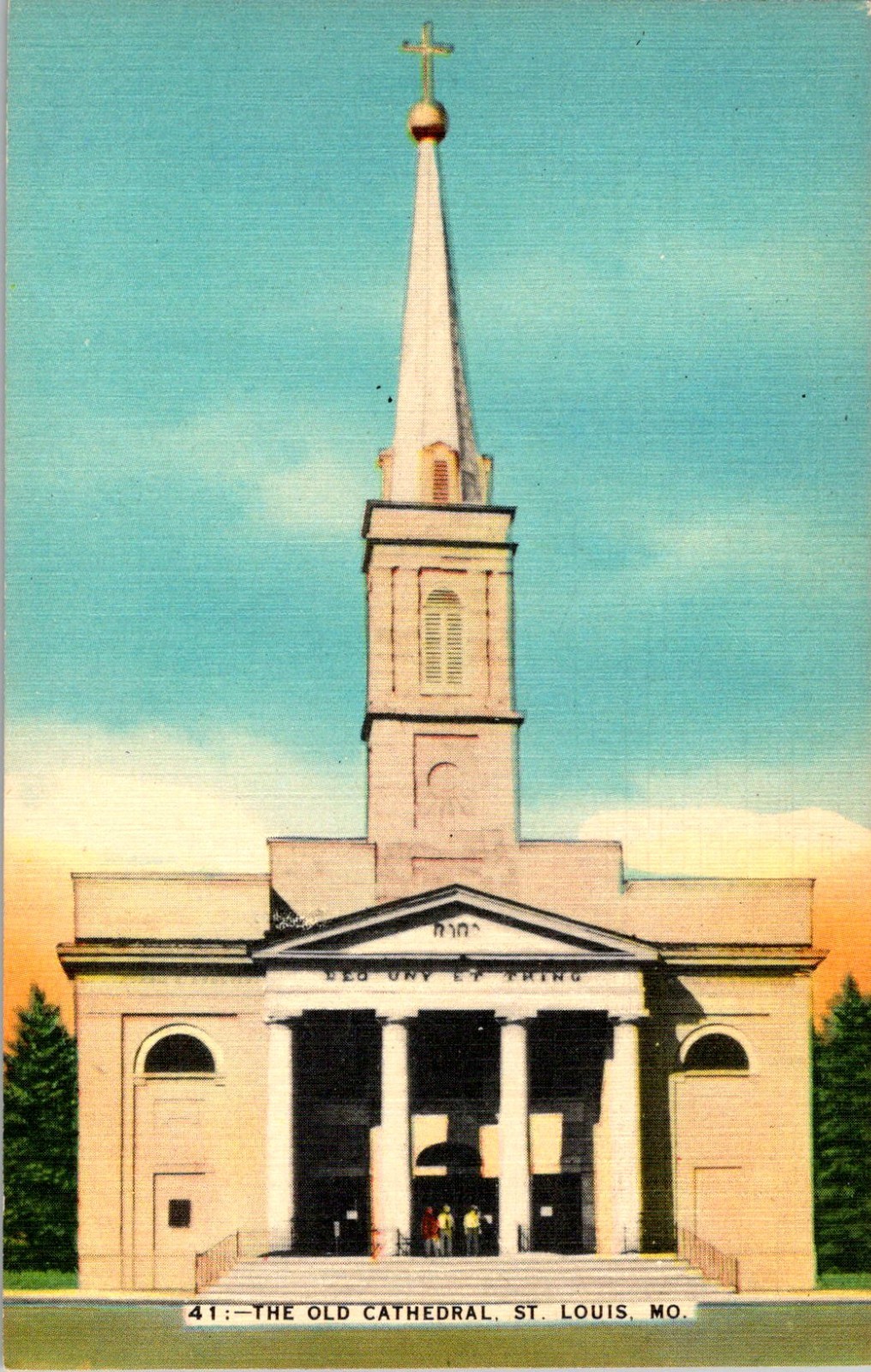 St Louis MO Old Cathedral Basilica Linen Postcard 1942 Unposted