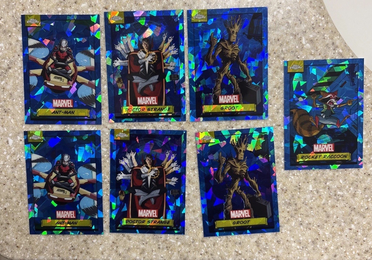 2024 Topps Sapphire Marvel 7 Card Lot Groot, Ant Man, Dr Strange & Rocket 