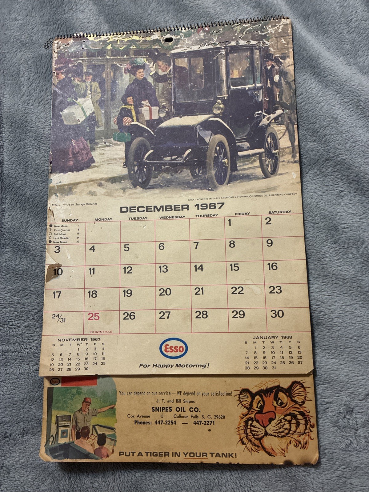 Vintage Esso 1968 Calendar Sign: Snipes Oil Co Cox Avenue Calhoun Falls, SC ๐ Vintage Esso 1968 Calendar Sign: Snipes Oil Co Cox Avenue Calhoun Falls, SC ๐