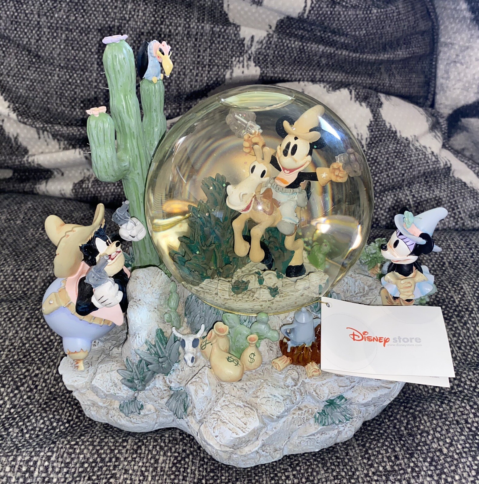 Disney Two Gun MickeyMouse Musical Snow Globe Plays Home on the Range Disney Two Gun MickeyMouse Musical Snow Globe Plays Home on the Range