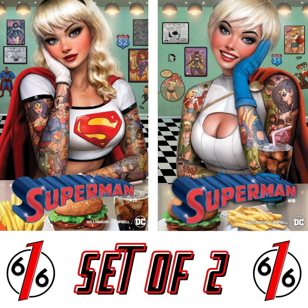 🔥 SUPERMAN 18-19 NATHAN SZERDY 616 DINER TATTOO Variant Set LTD 3000 🔥 SUPERMAN 18-19 NATHAN SZERDY 616 DINER TATTOO Variant Set LTD 3000