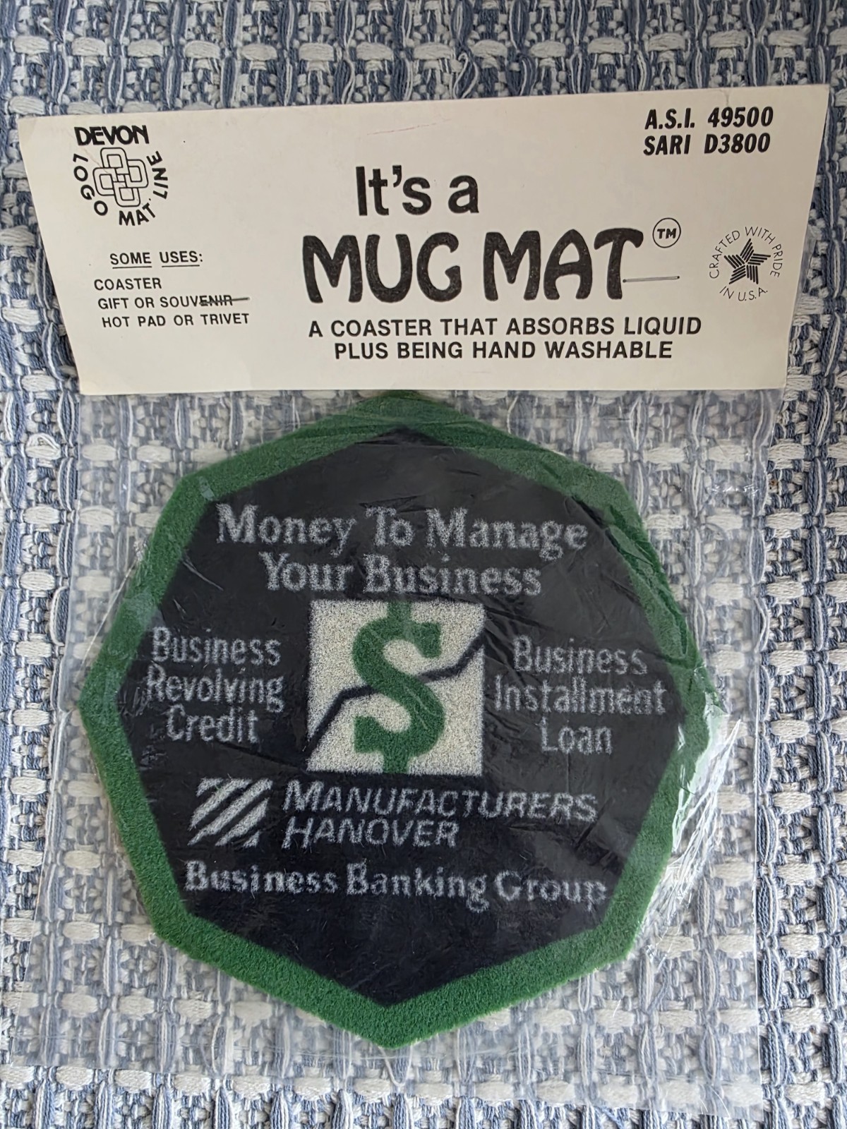 Manufacturers Hanover Business Banking Group Mug Mat - Rare New in Package Manufacturers Hanover Business Banking Group Mug Mat - Rare New in Package