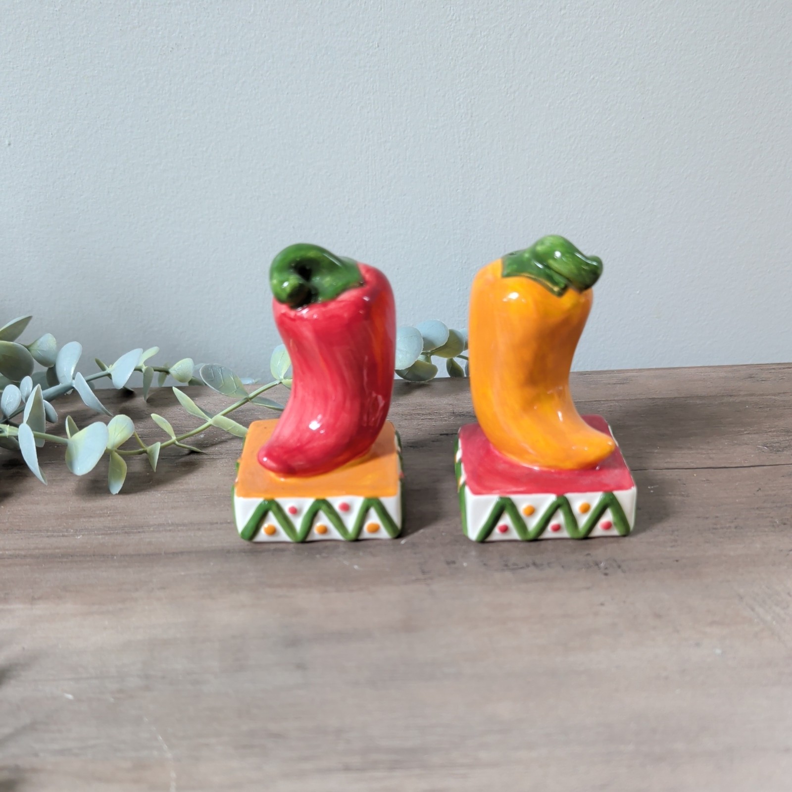 Clay Art Ceramic Jalapeno Chili Salt and Pepper Shaker Set table settings