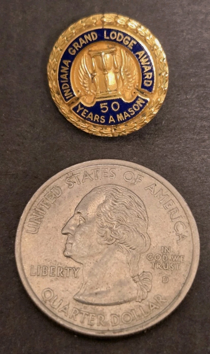 Vintage Indiana Grand Lodge 50 Years a Mason Award Screwback Pin