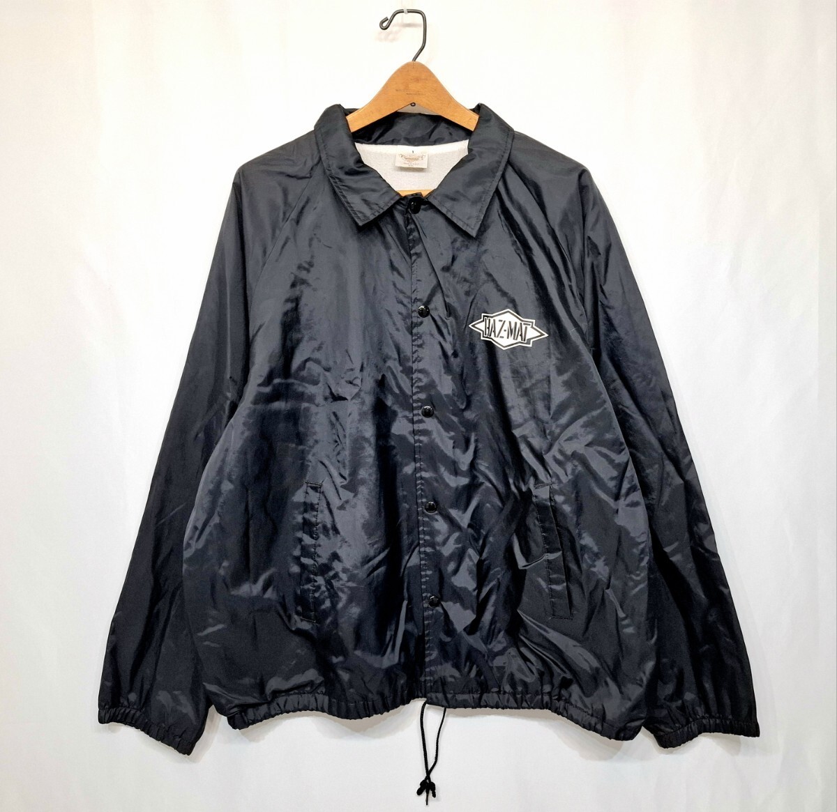 HAZ-MAT 90s USA Made Coach Jacket Black XXL 2XL Vintage Back Print
