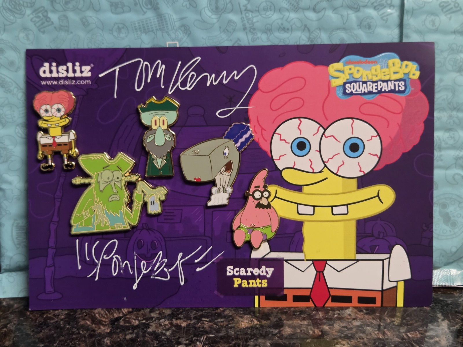 Nickelodean disliz Spongebob Squarepants Enamel Pin Set Signed By Tom Kenny Nickelodean disliz Spongebob Squarepants Enamel Pin Set Signed By Tom Kenny