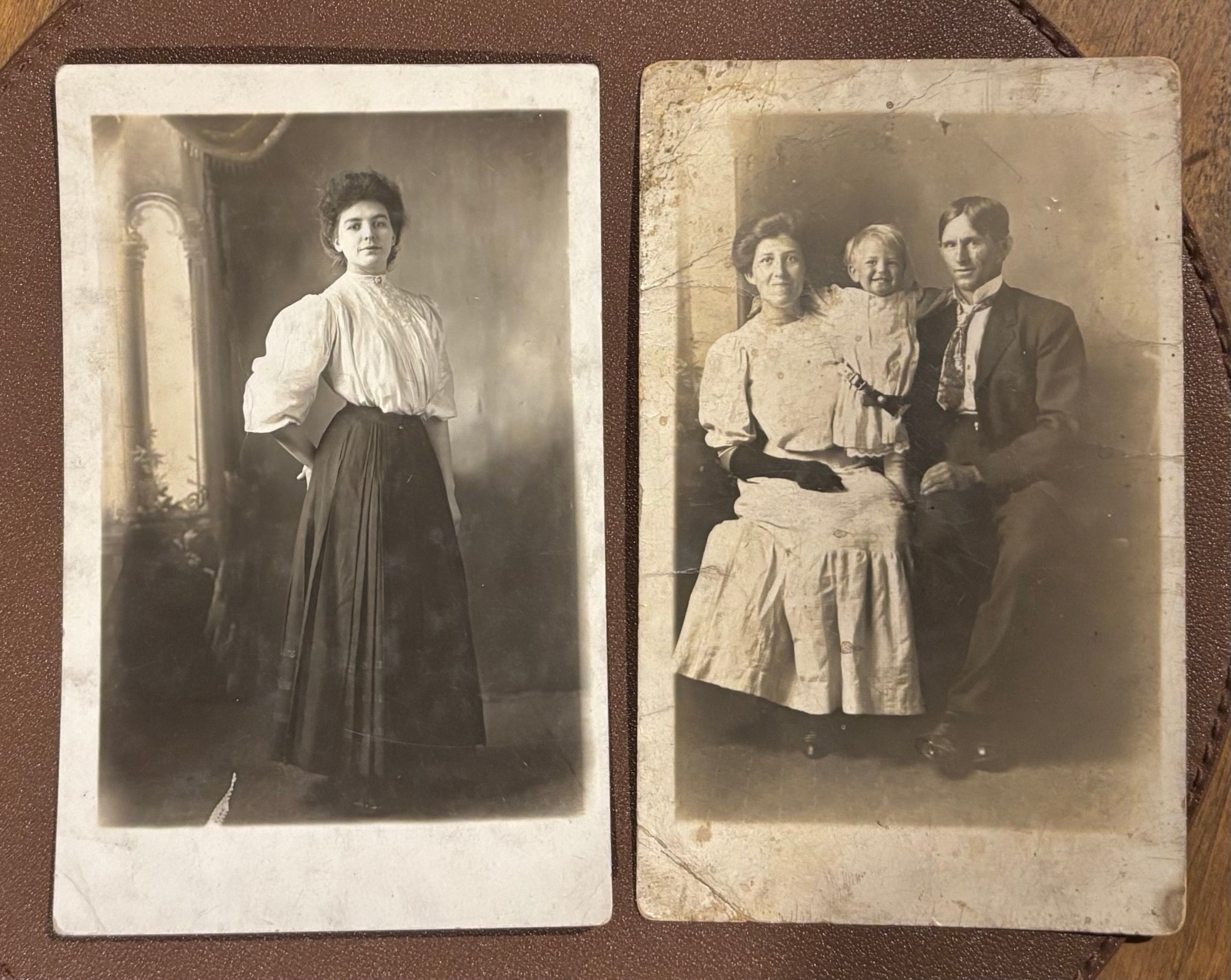2 RPPC PHOTOS Family & Pretty Girl by S. H. Green New Philadelphia, OH  1904-18