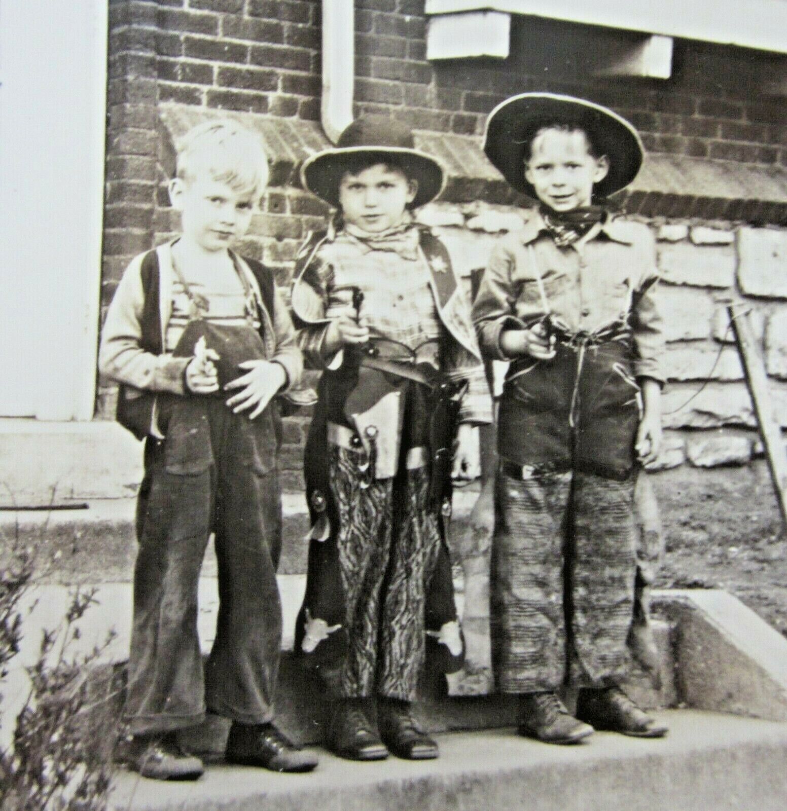 Vintage Cap Gun Cowboy Posse Photo Western Outfits Chaps Hats c. 1940-50\'s