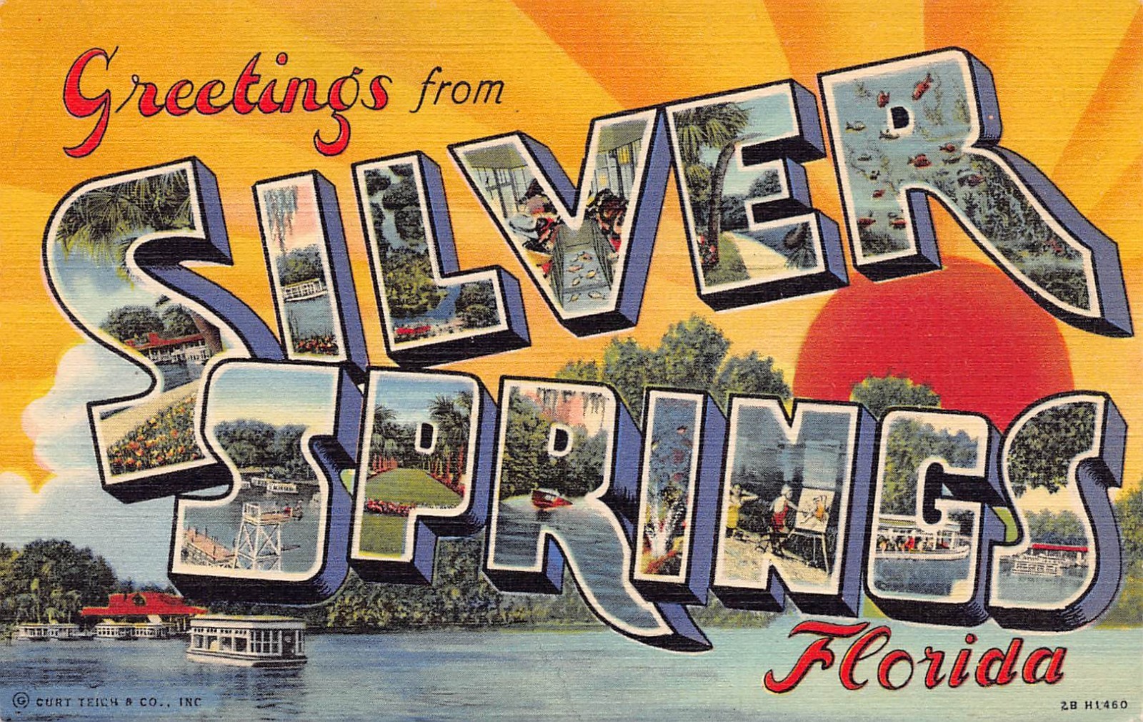 Silver Springs Florida FL Greetings From Large Letter 2B-H1460 Linen Postcard