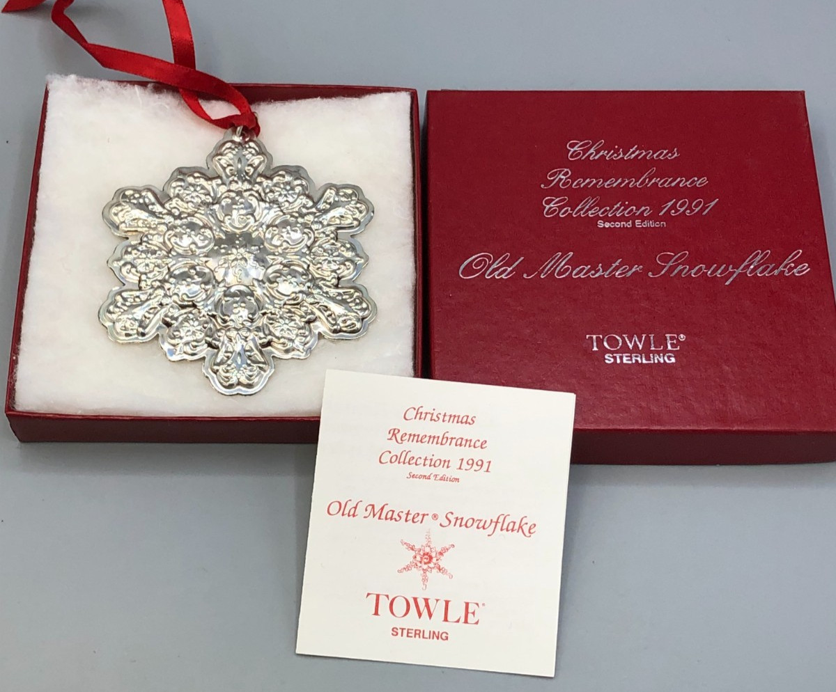 Towle 1991 Annual Sterling Silver Snowflake Ornament, with Box