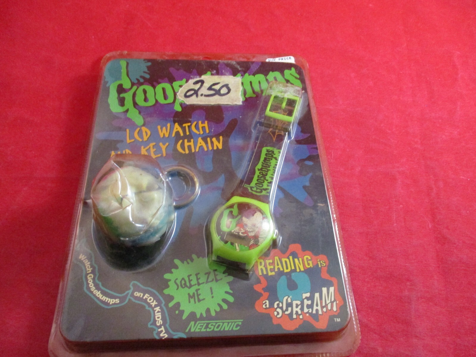 R.L. Stine Goosebumps LCD Watch & Curly the Skeleton Keychain *NEW* Nelsonic