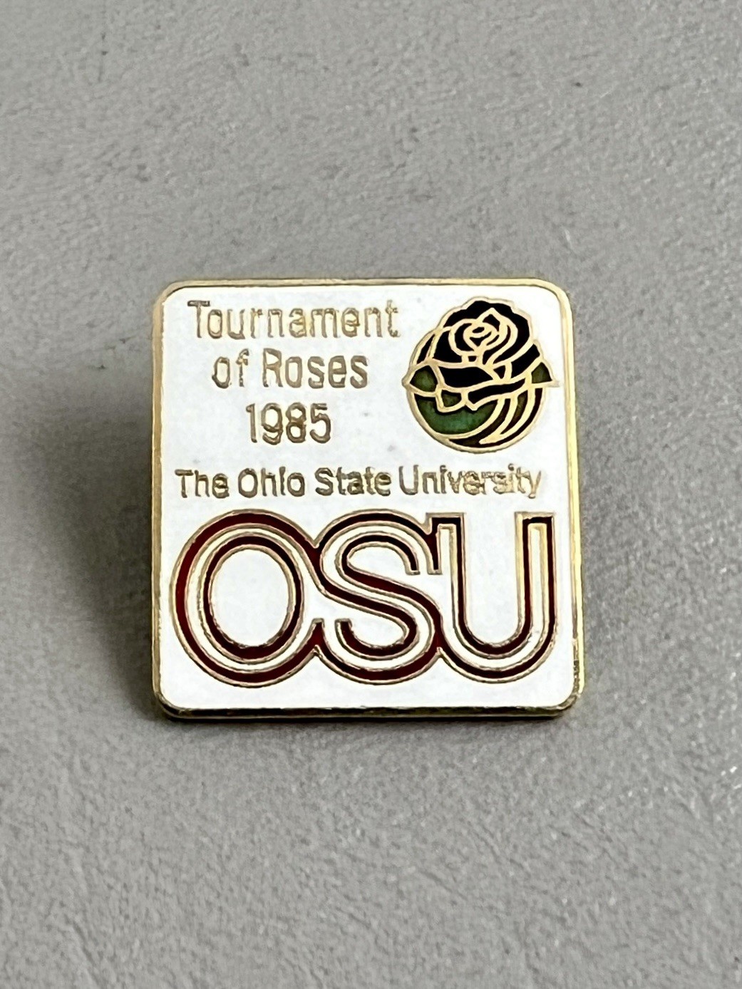 Ohio State OSU 1985 Tournament Of Roses Rose Parade Enamel Lapel Pin Pinback Ohio State OSU 1985 Tournament Of Roses Rose Parade Enamel Lapel Pin Pinback