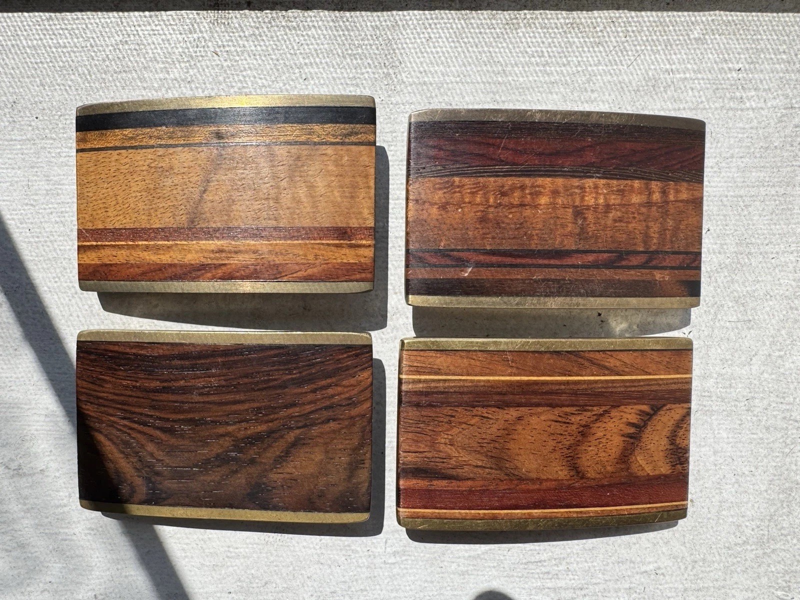 Lot Of 4 Kenneth Reid Wood western Brass Belt Buckles