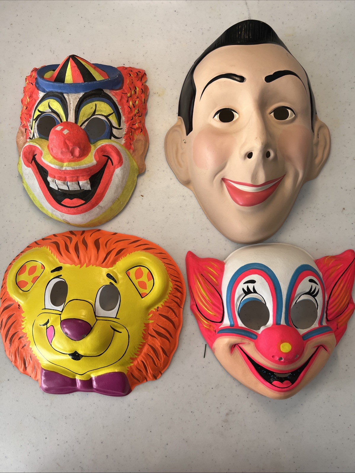 Halloween Lot of  3 Vintage Ben Cooper Masks. Rare. Pee Wee Herman Bozo Clown