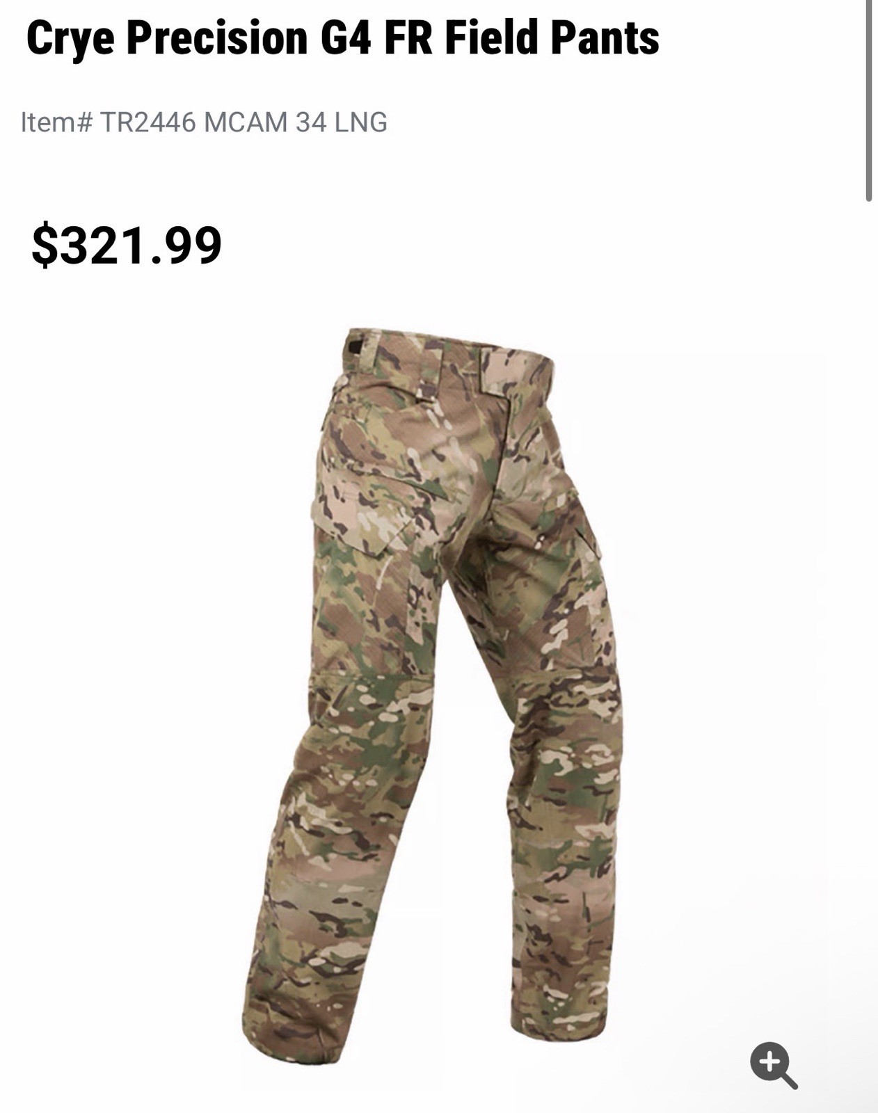 Crye Precision G4 Combat Top and Bottoms Large Regular Multicam