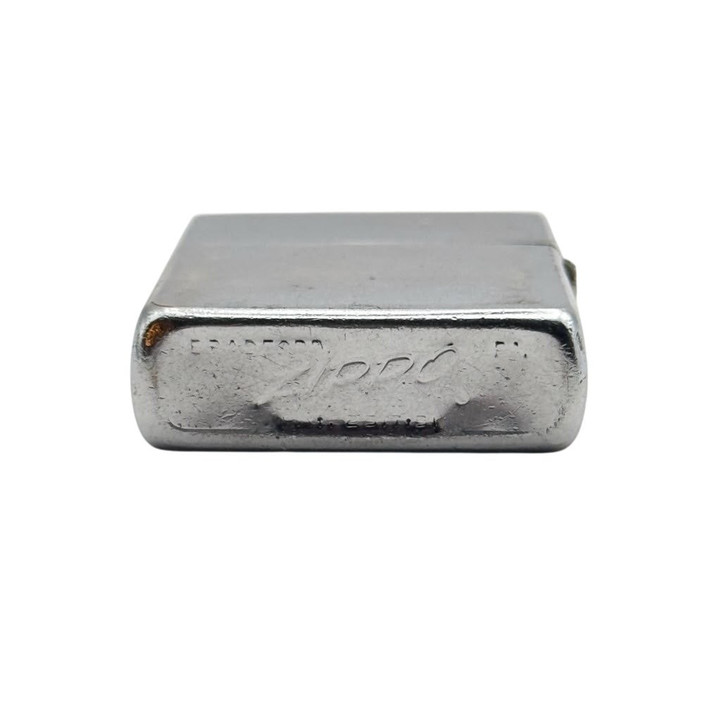1965 Zippo Plain Brushed Chrome Windproof Pocket Lighter Worn Stamp with Insert 1965 Zippo Plain Brushed Chrome Windproof Pocket Lighter Worn Stamp with Insert