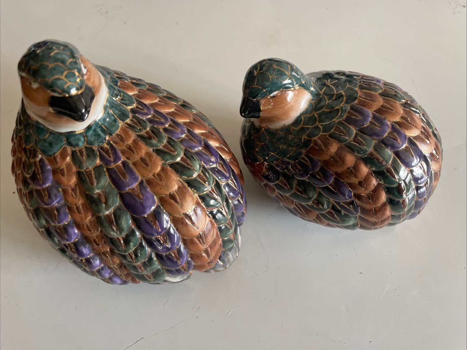 Set of 2 Vintage Toyo Hand Painted Porcelain Quail w/Gold Accents Pristine Set of 2 Vintage Toyo Hand Painted Porcelain Quail w/Gold Accents Pristine