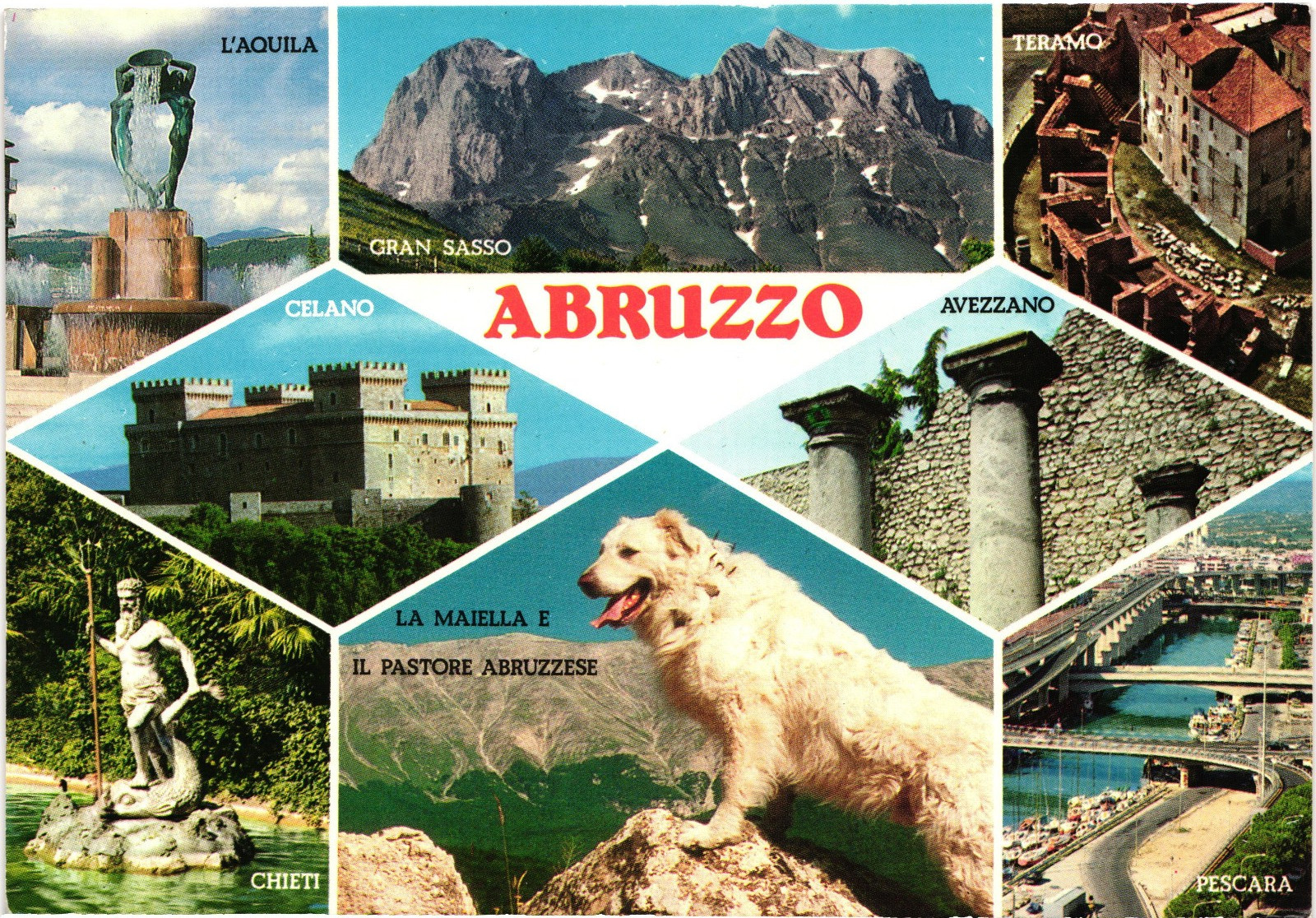 Abruzzo Italy Multiview Pescara Gran Sasso L’Aquila Chieti Unposted Postcard Abruzzo Italy Multiview Pescara Gran Sasso L’Aquila Chieti Unposted Postcard