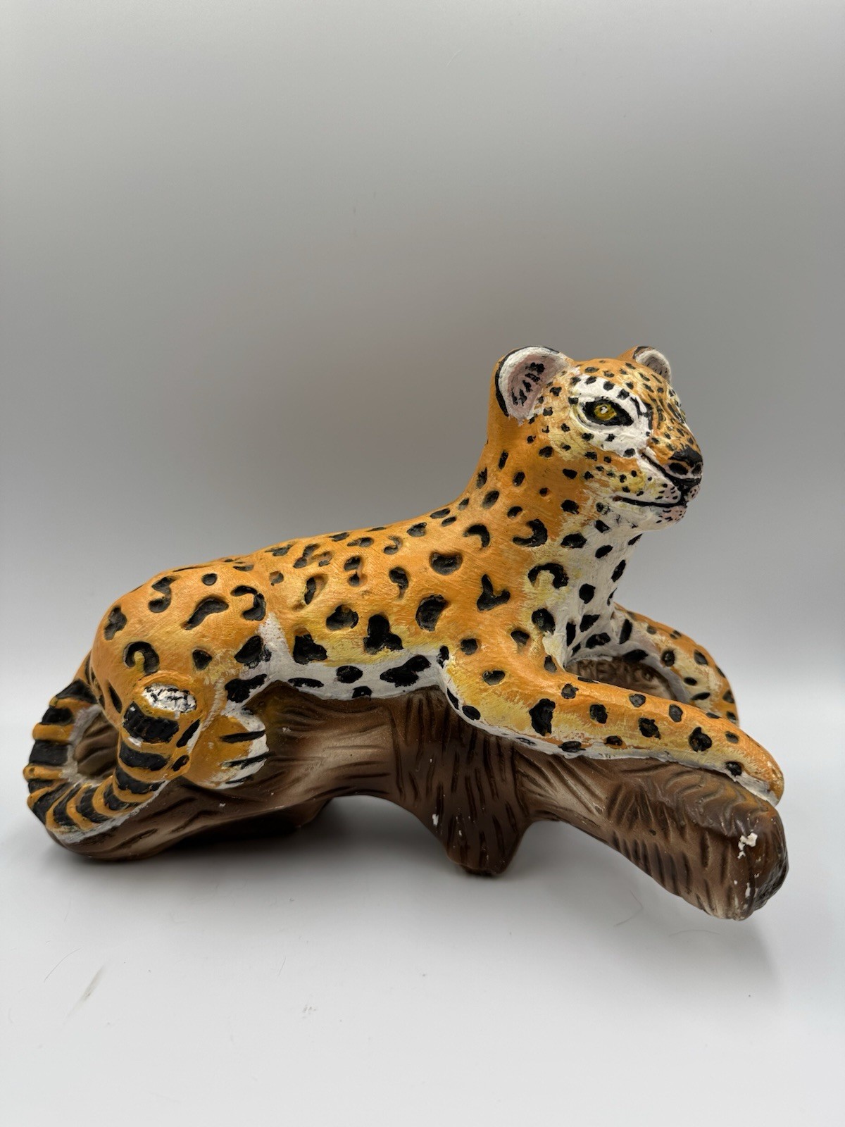 Rare MCM Chalkware/Plaster Large And Heavy Leopard Table Figure Statue