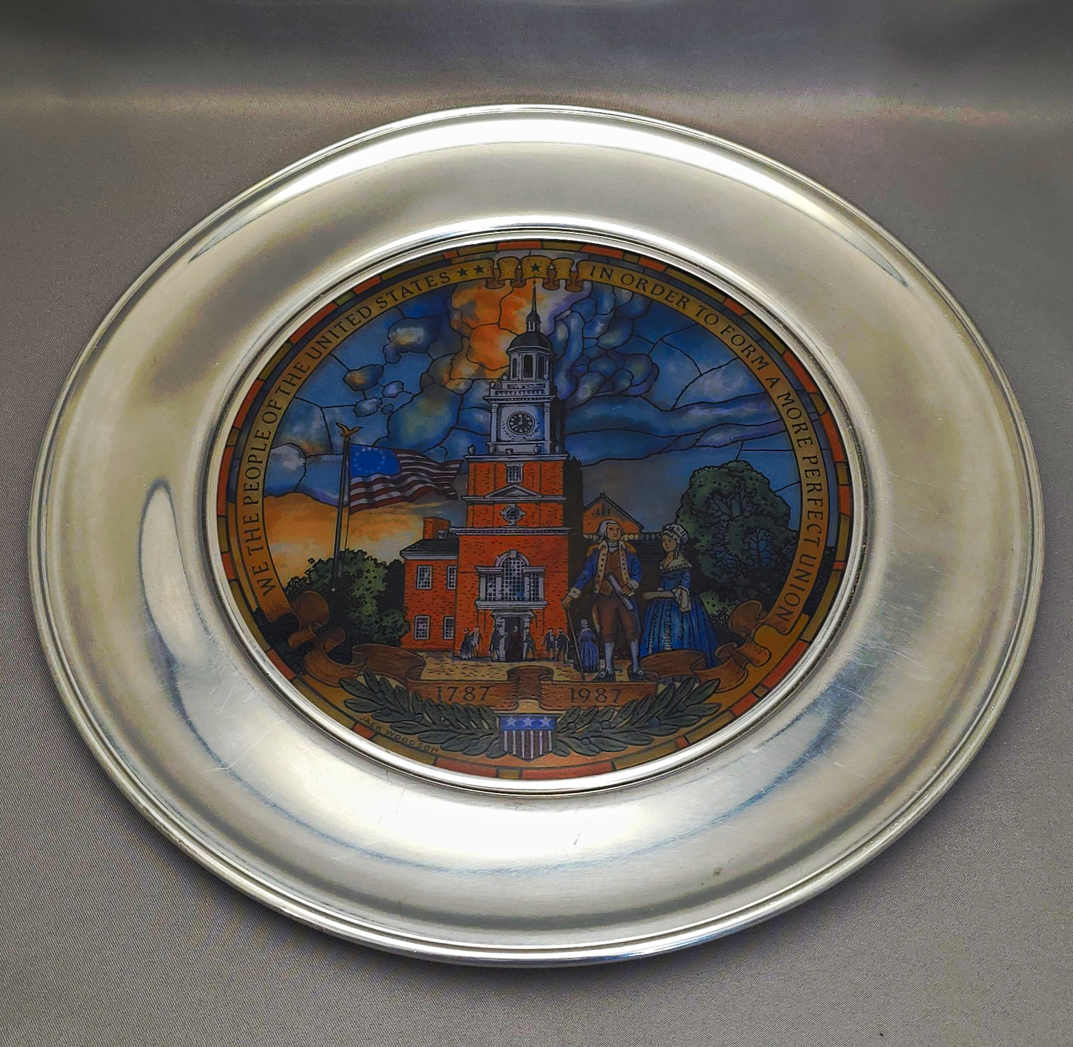 Jefferson Pewter US Historical Society Constitution Bicentennial Stained Glass