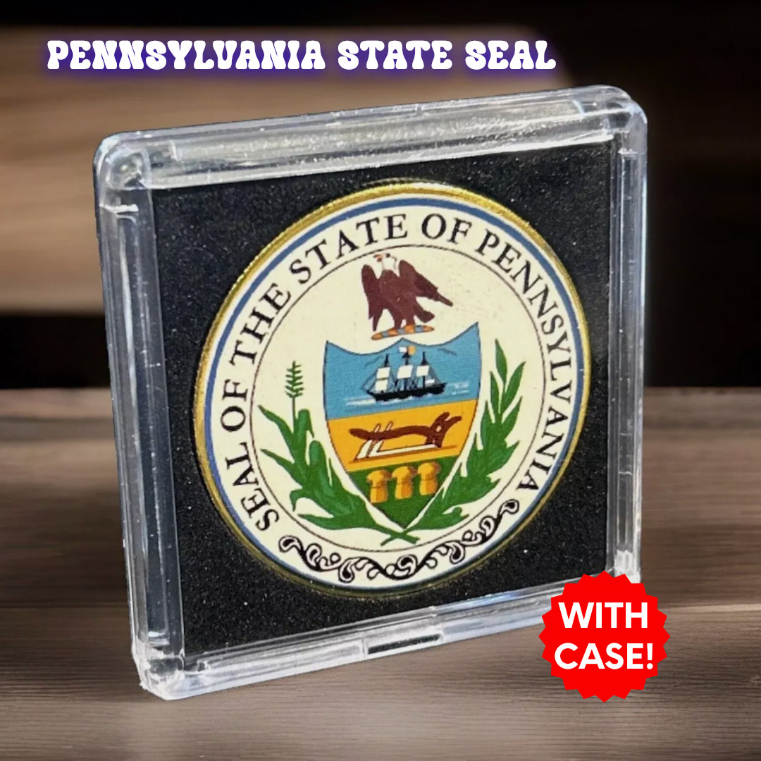 PENNSYLVANIA (PA) State Seal Challenge Coin Colorized USA CASE IS INCLUDED NEW