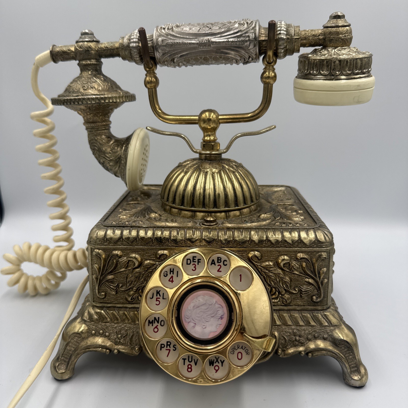 Vintage Radioshack Imperial Classique Rotary Phone 43-323 Brass Ornate 1979