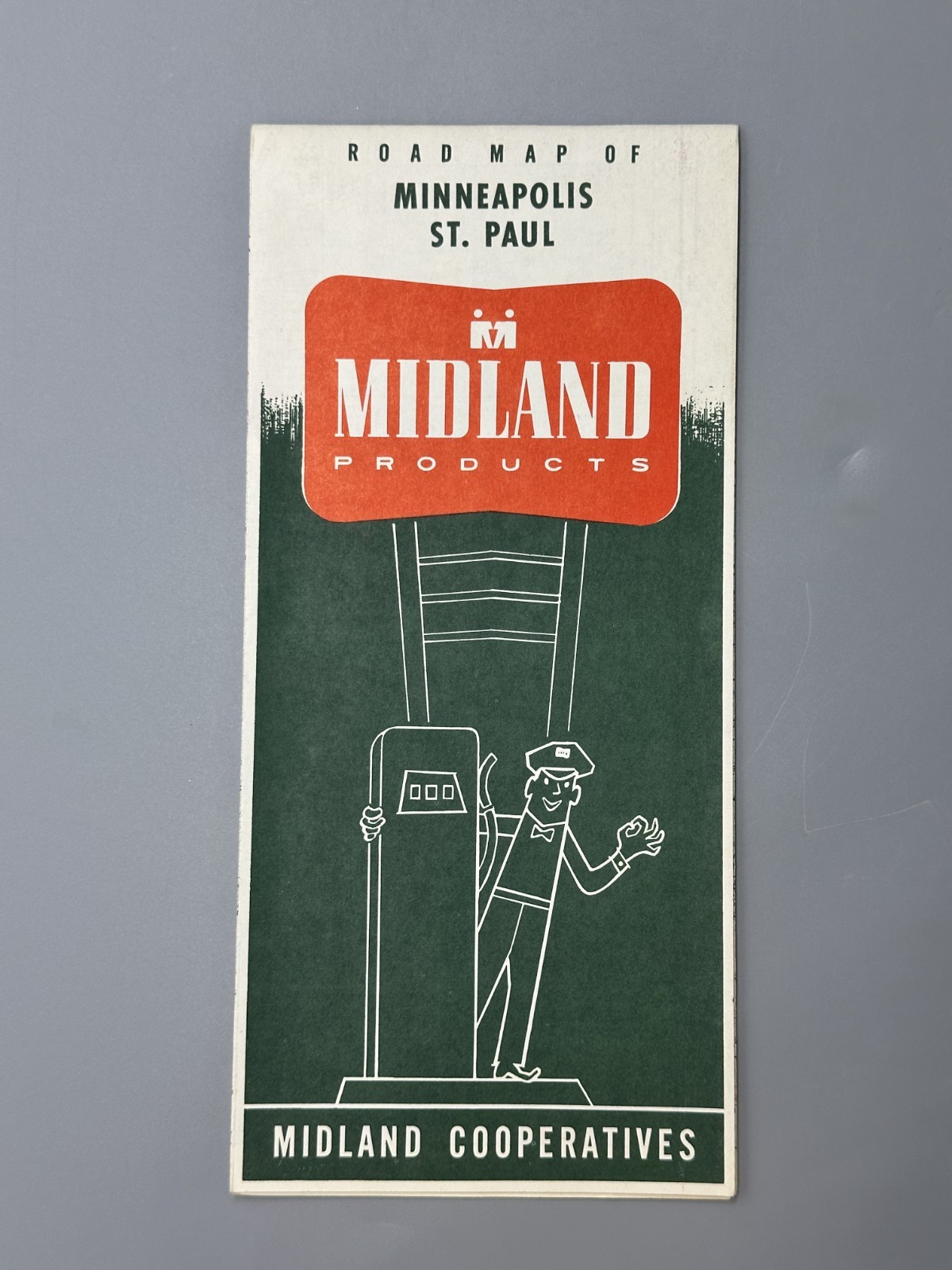 1964 MINNEAPOLIS - ST PAUL Minnesota Map MIDLAND Vintage Oil Gas Advertising