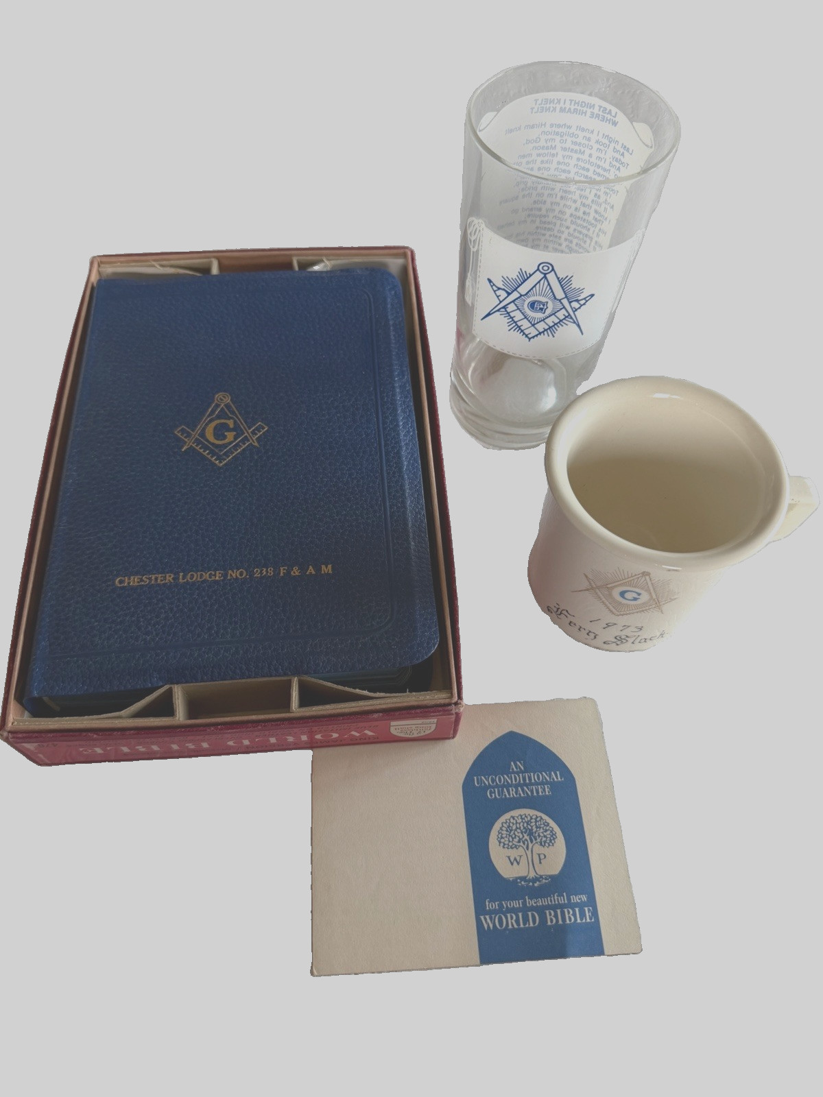 Vintage Masonic Chester Lodge Bible Glass Mug Collectibles Lot Freemason Gift Vintage Masonic Chester Lodge Bible Glass Mug Collectibles Lot Freemason Gift