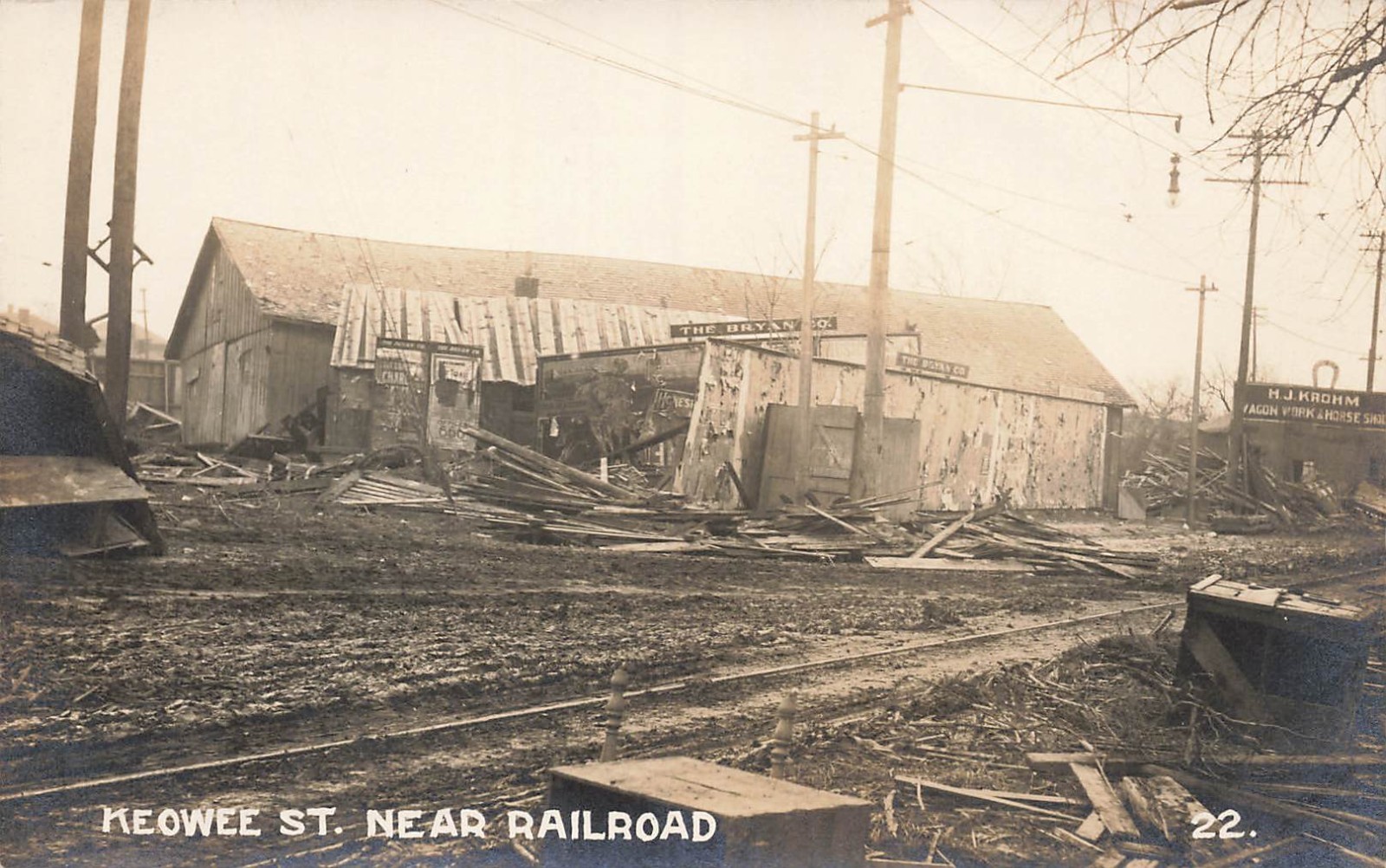 LP17 Dayton Ohio 1913 Flood Keowee St. Near Railroad RPPC Postcard LP17 Dayton Ohio 1913 Flood Keowee St. Near Railroad RPPC Postcard
