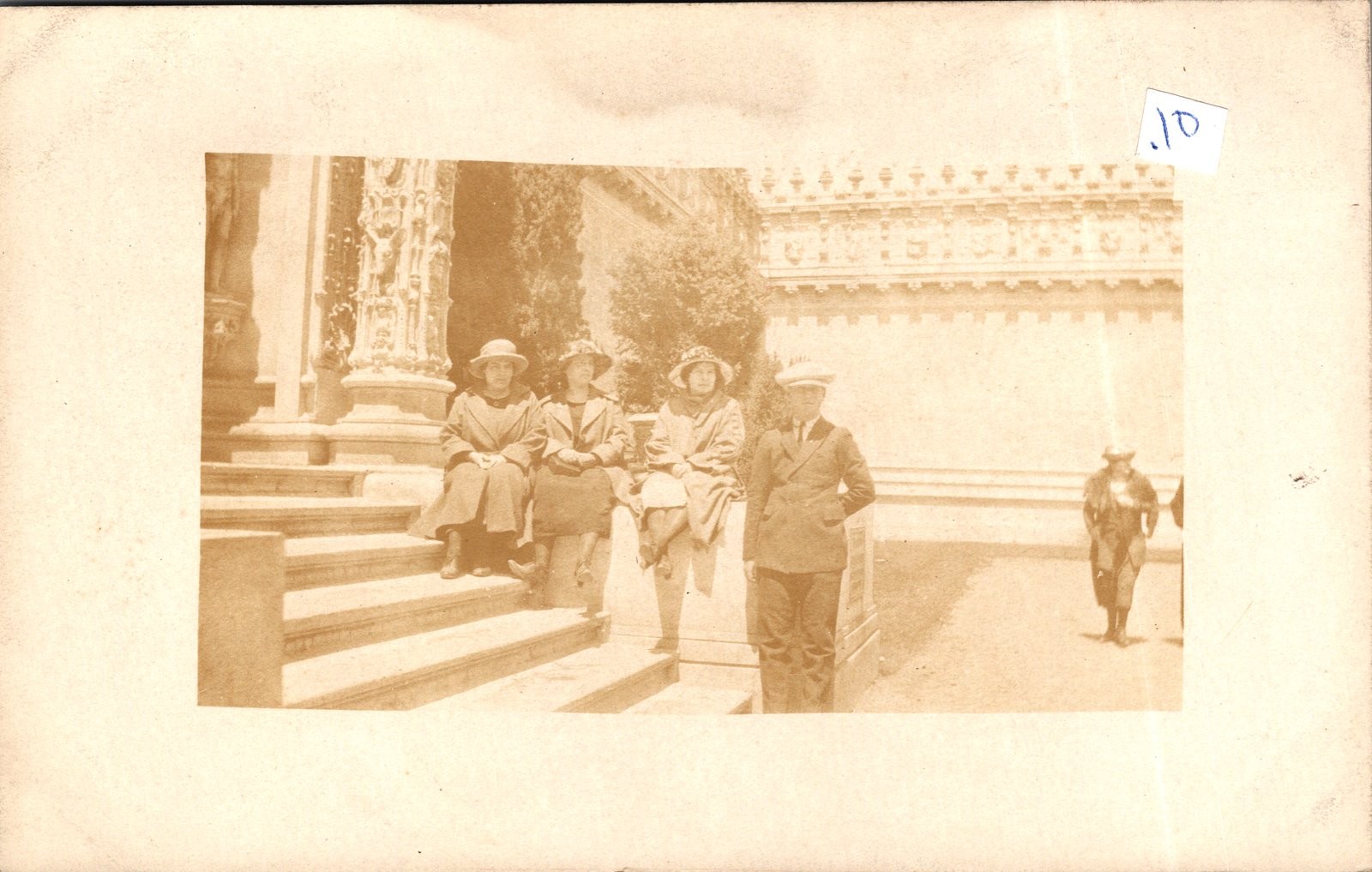Antique RPPC Group Portrait People on Building Steps Postcard Antique RPPC Group Portrait People on Building Steps Postcard
