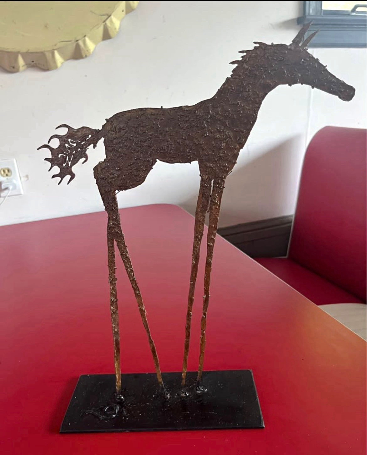 Vintage Mid-Century Brutalist Welded Metal Horse Sculpture