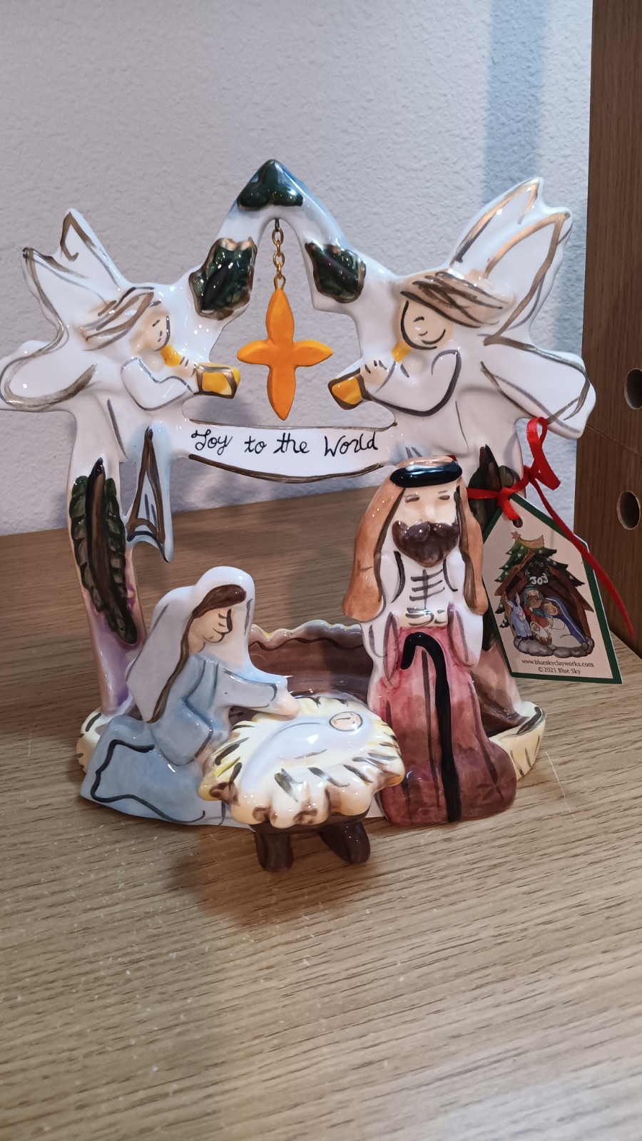 Bluesky Clayworks Heather Goldminc Joy To The World Nativity Tealight Holder New