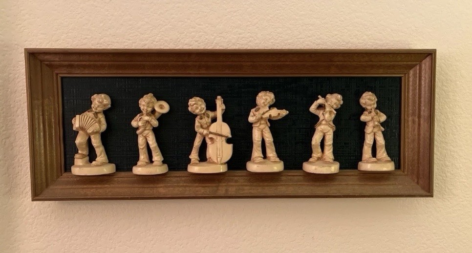Vtg MCM 3D Chalkware Musical Band Shadowbox by  M.P.F. Pictures of Distinction