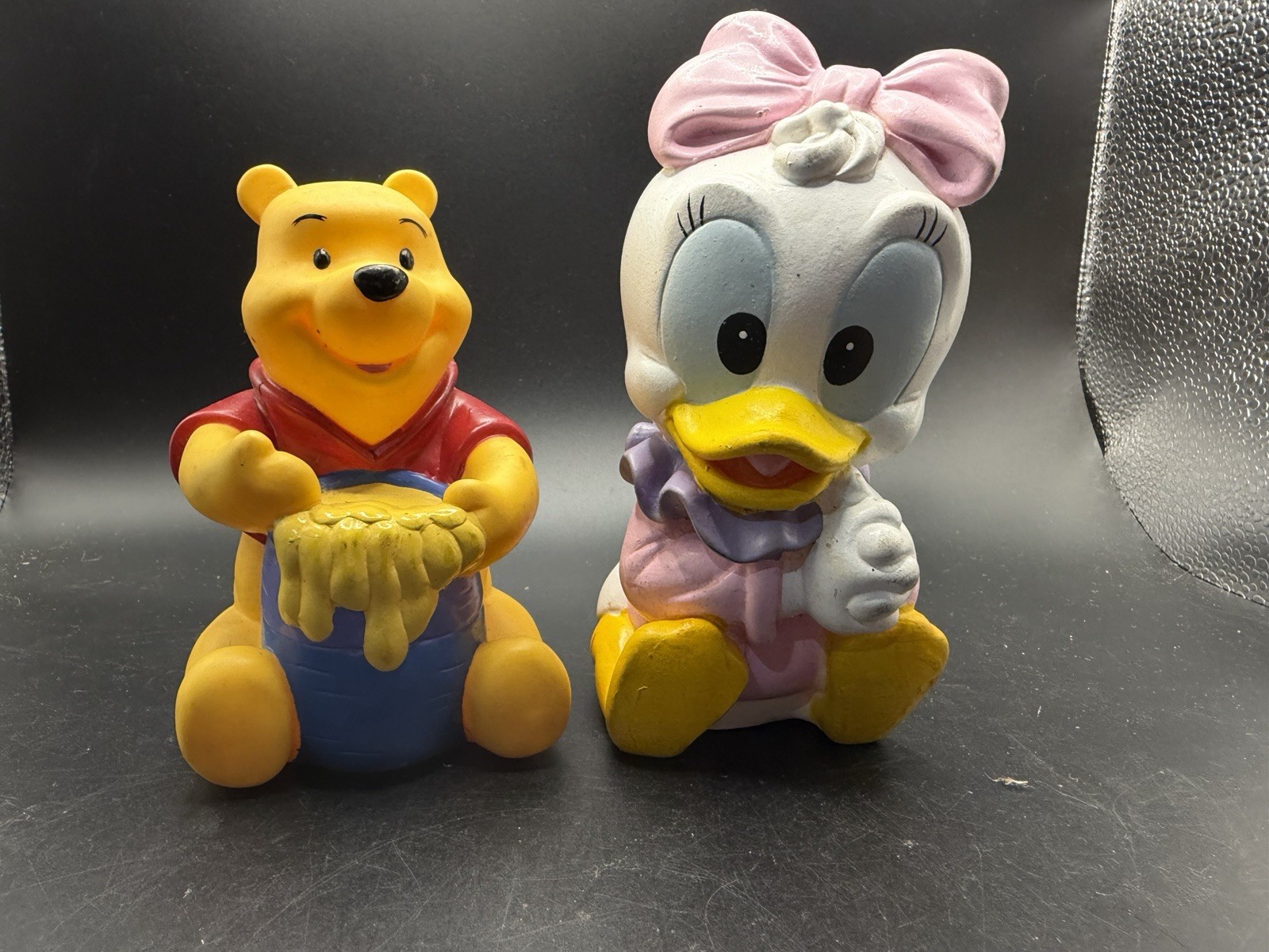 Vintage Disney Winnie Pooh & Baby Daisy Duck Vinyl Rubber Figure Lot 