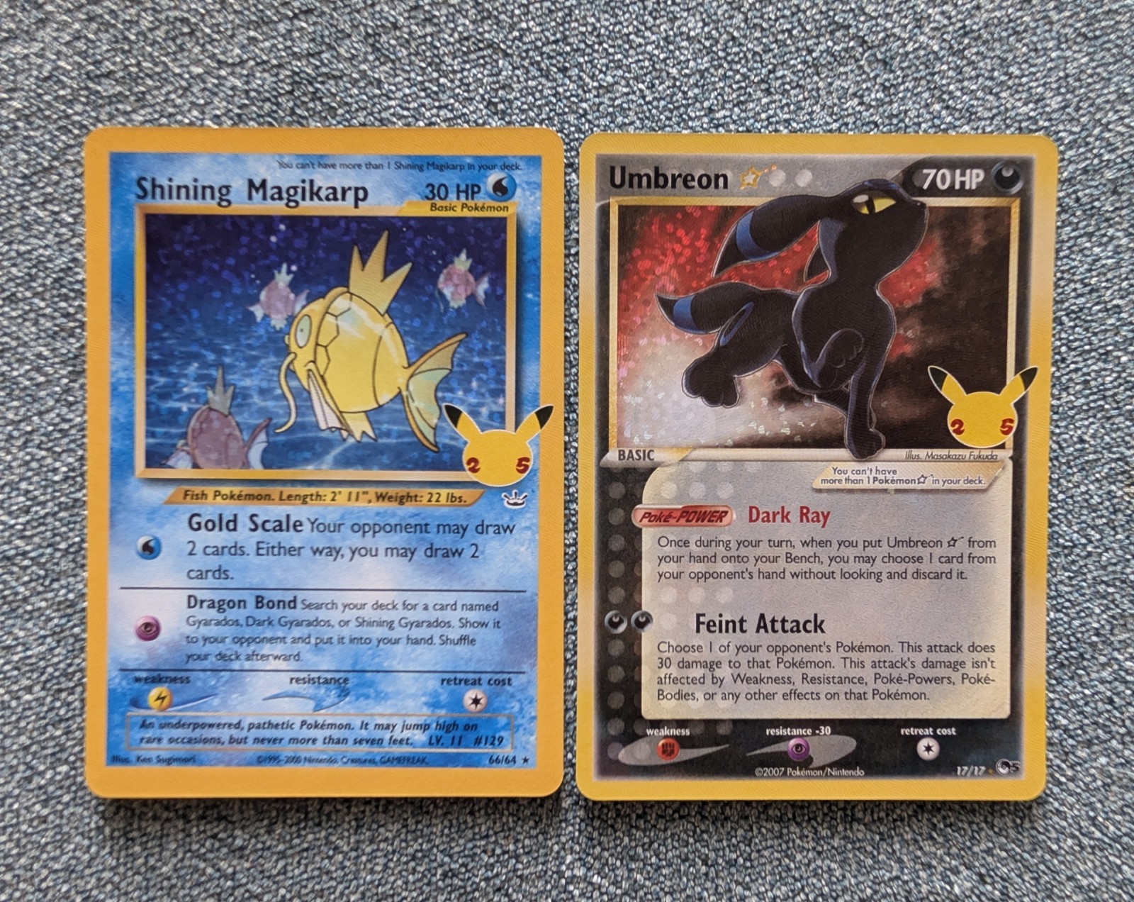 Pokemon Celebrations Card Lot Of 2 Shining Magikarp & Umbreon Holo Pack Fresh