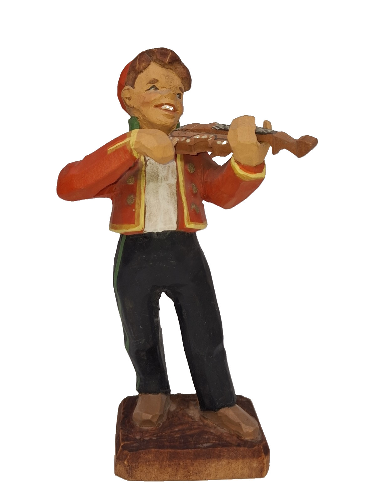 VTG 60s Henning Norway Wood Hand Painted n Carved Scandinavian Boy with Violin