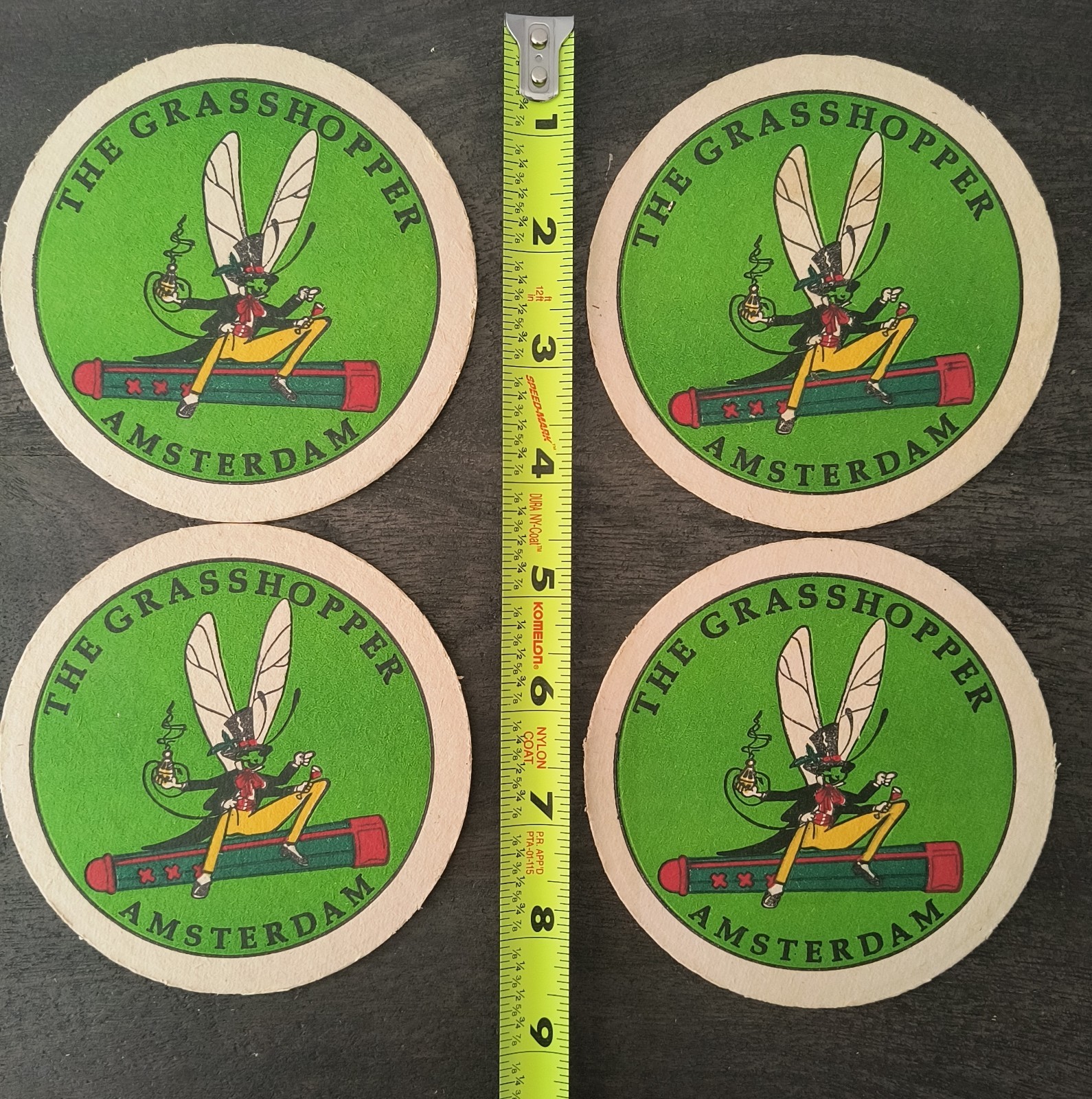 Vintage The Grasshopper Amsterdam Coaster Set of 4 Green Excellent Never Used Vintage The Grasshopper Amsterdam Coaster Set of 4 Green Excellent Never Used