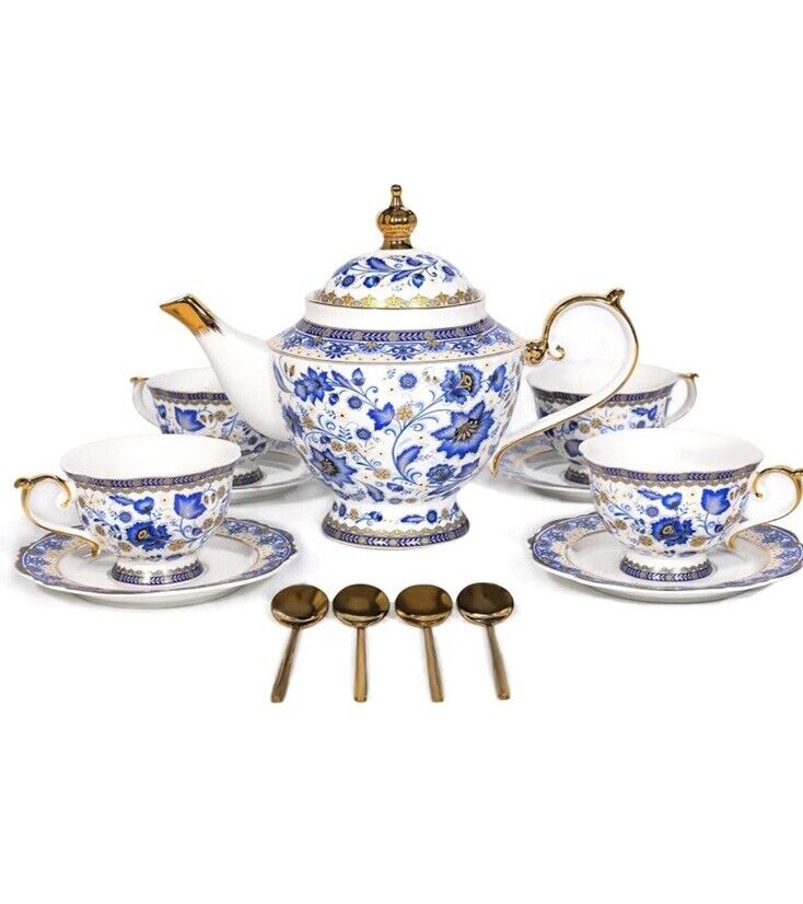 Bone China Tea Set With Handle Teapot 13 Piece ACMLIFE