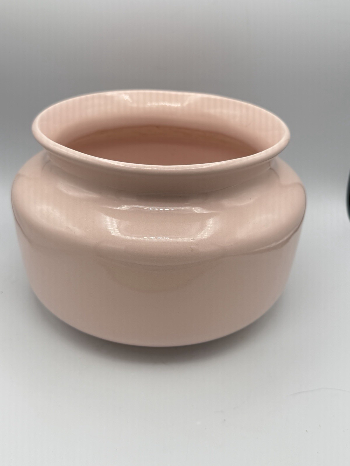 Vintage Pink Ceramic Planter Bowl Wide Mouth Mid Century