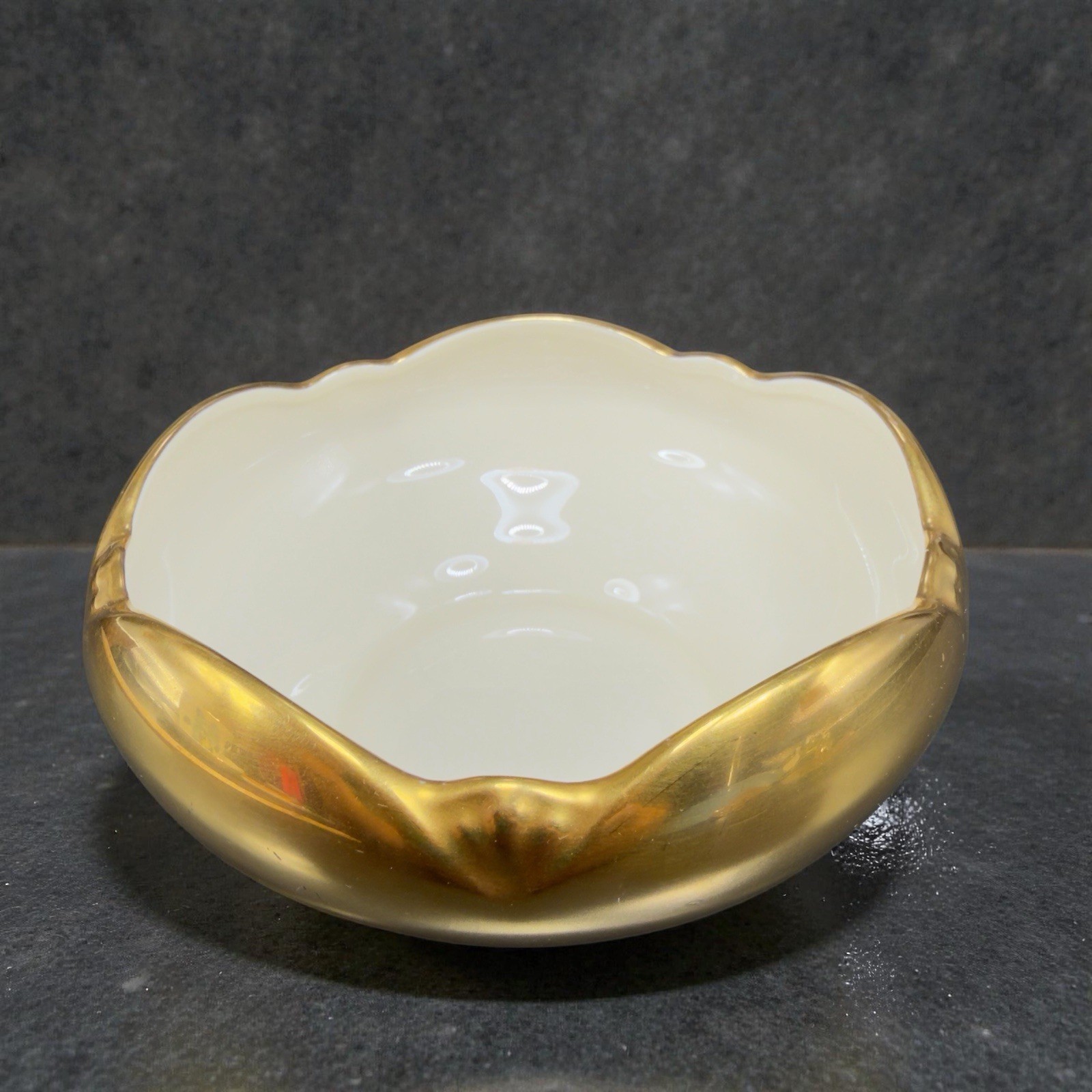 Vintage Pickard Fine China Porcelain Gold Ivory Dish Bowl Elegant Container USA Vintage Pickard Fine China Porcelain Gold Ivory Dish Bowl Elegant Container USA