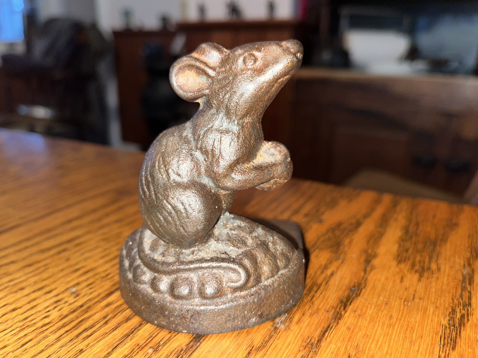 Vintage Restoration Hardware Mouse Cast Iron Wedge Doorstop 1990s retired design