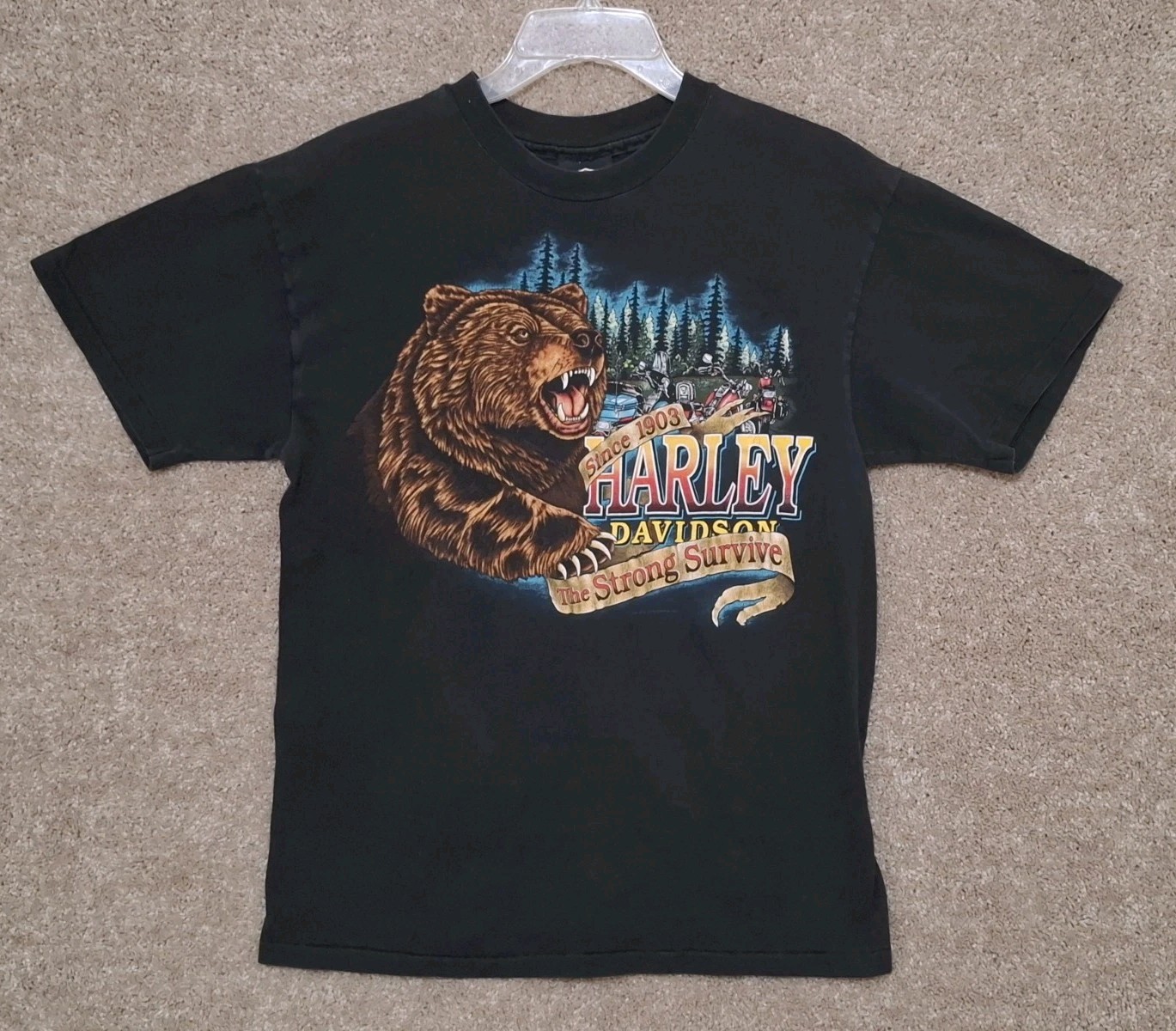 Vintage Harley Davidson T-shirt Men’s MD San Mateo Bear The Strong Survive