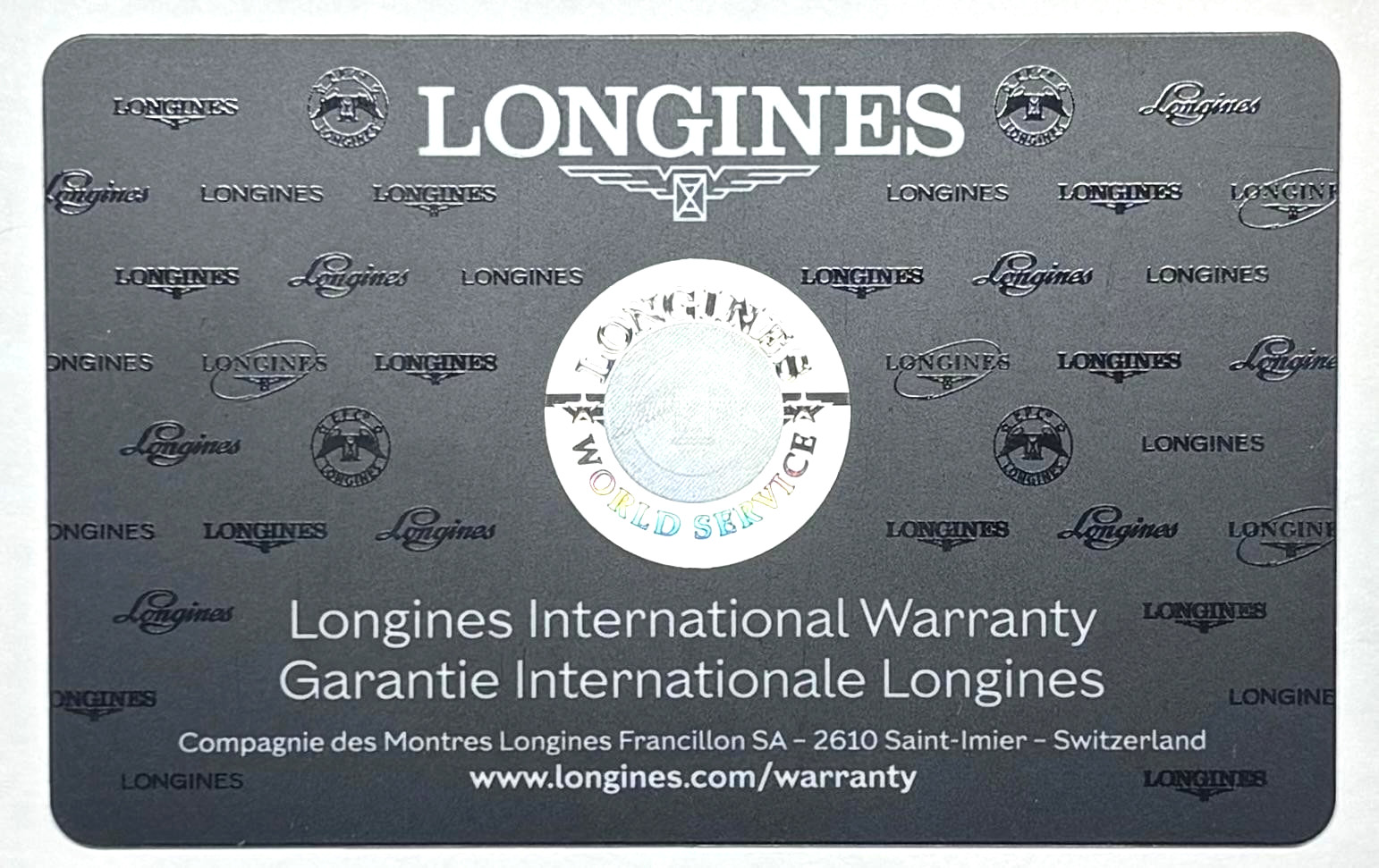 BLANK Longines International Warranty Certificate Guarantee OEM Authentic