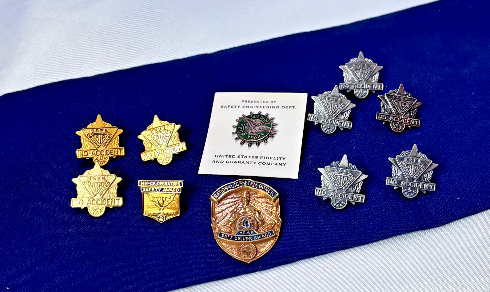Vtg National Safety Council Safe Driver Pins No Accident Awards
