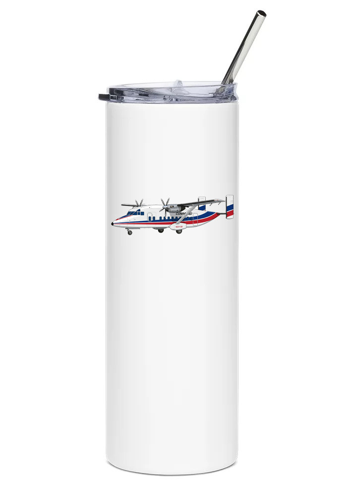 Command Airways Short 330 Stainless Steel Water Tumbler with straw - 20oz.