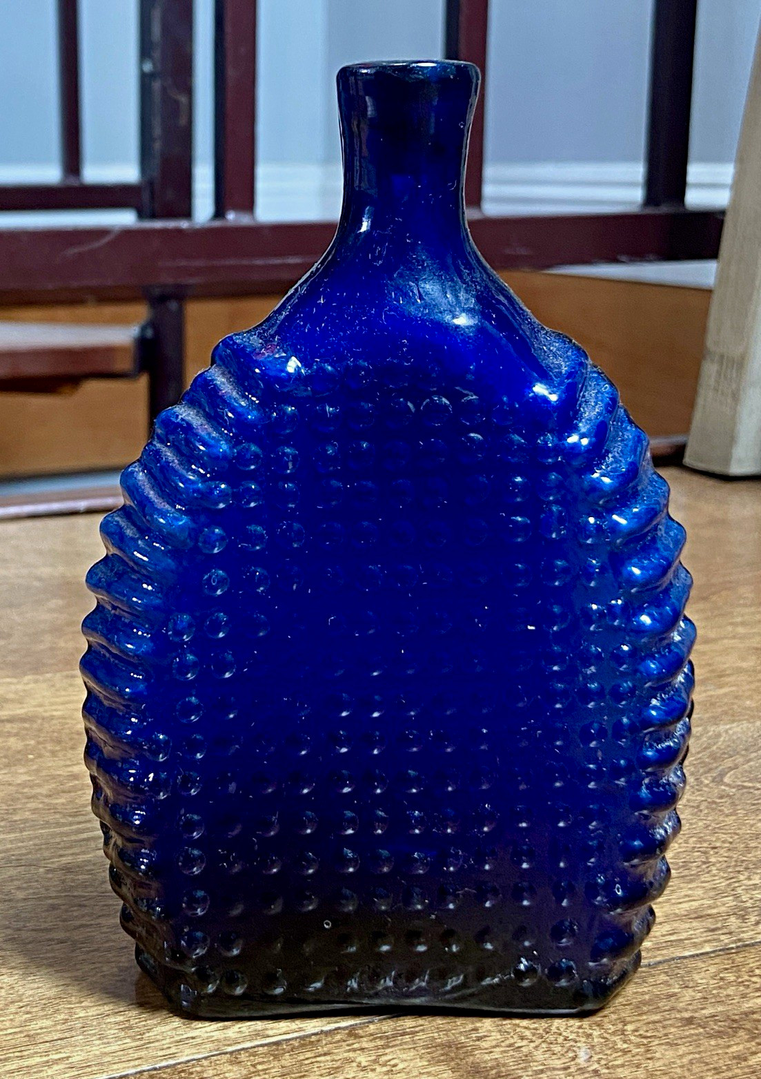 Antique Cobalt Blue Hobnail Textured Glass Poison Flask