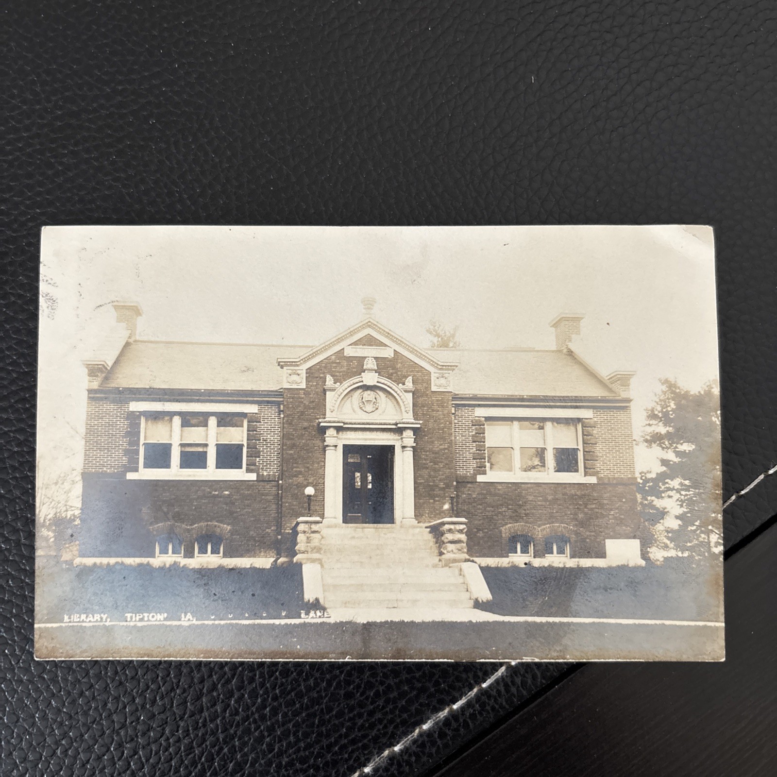 RPPC Photo Postcard Tipton Iowa View of Library Building Early 1900\'s