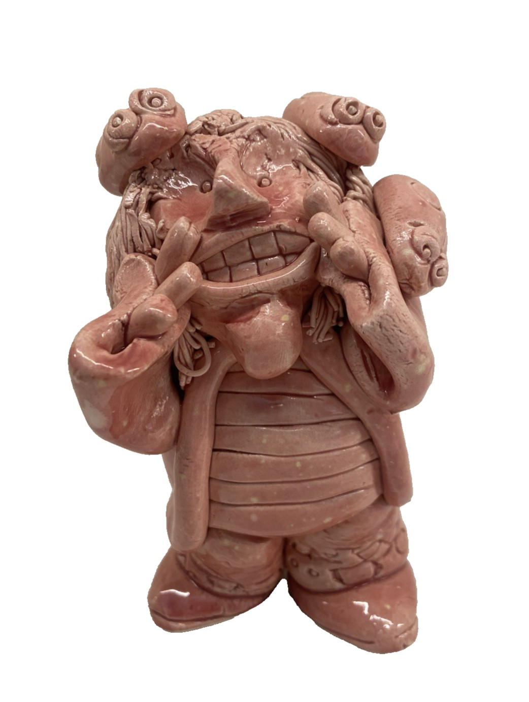 Unique Figurine Man Ladybugs Pink Art Pottery 5\